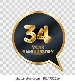 34 Years Anniversary Celebration Vector Template Design Illustration