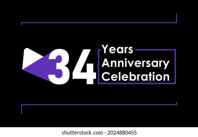 Diseño de plantillas vectoriales de celebración de 34 años