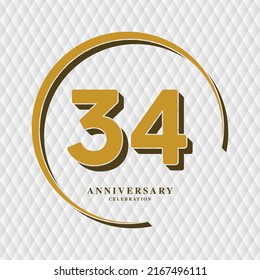 34 Years Anniversary Celebration Vector Template Design Illustration