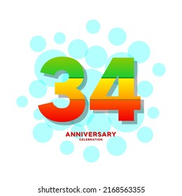Ilustración de diseño de plantillas vectoriales de celebración de 34 años