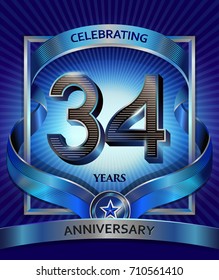 34 years anniversary design template for invitation, advertising, banner, vector design
