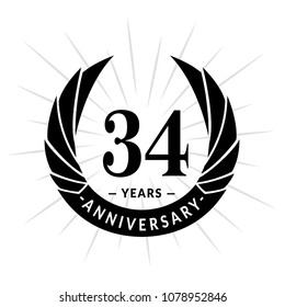 34 years anniversary. Elegant anniversary design. 34 years logo.