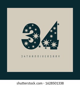 34 years of anniversary logo bold abstract letters
