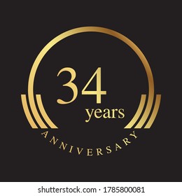 34 Years Anniversary Logo Design Set Stock Vector (Royalty Free ...