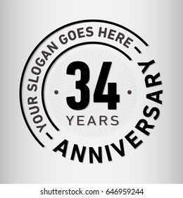 34 years anniversary logo template. Vector and illustration.