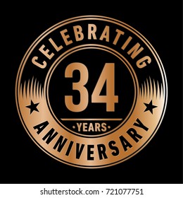 34 years anniversary logo. Vector and illustration.