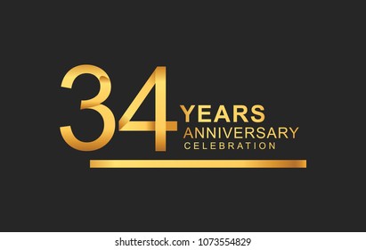 34 Years Anniversary Logotype Under Line Stock Vector (Royalty Free ...