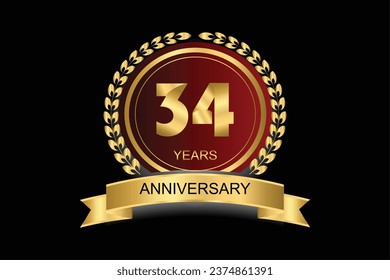 Icono vectorial de 34 años, logotipo. Elemento de diseño con estilo gráfico moderno.