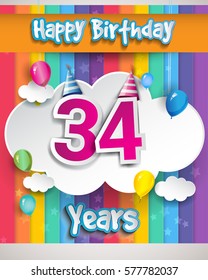 54 Years Birthday Celebration Balloons Clouds Stock Vector (Royalty ...