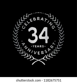 34 years design template. 34th vector and illustration.