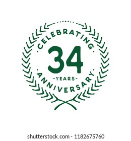 34 years design template. 34th vector and illustration.
