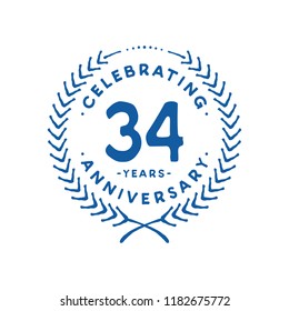 Plantilla de diseño de 34 años. 34º vector e ilustración.