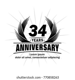 34 years design template. Anniversary vector and illustration template.