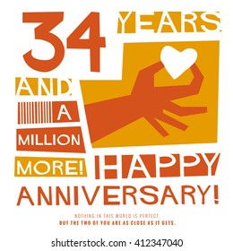 34 Years Happy Anniversary (Vector Illustration Concept Design)