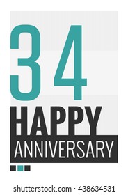 34 Years Happy Anniversary (Vector Illustration Poster Design)