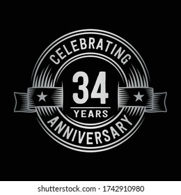 plantilla de diseño de logotipo de 34 años. 34° aniversario vectorial e ilustración.