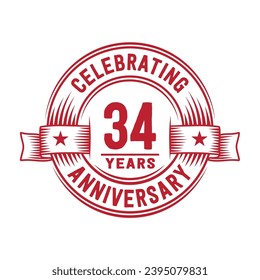 plantilla de diseño de logotipo de 34 años. Vector e ilustración de 34 años.