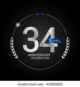 34 Years Silver anniversary logo, low poly design number