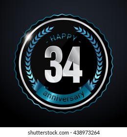34 Years Silver anniversary logo, low poly design number