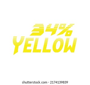 34% Yellow Sign and label vector and illustration art with fantastic font and yellow color combination in white background