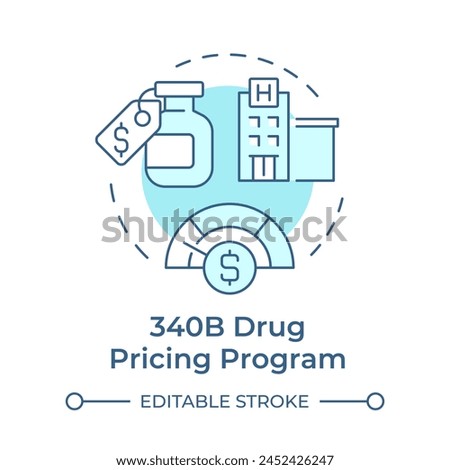 340B Drug pricing program soft blue concept icon. Public service, care facility. Patient support. Round shape line illustration. Abstract idea. Graphic design. Easy to use in infographic, article