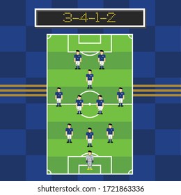 3-4-1-2 soccer formation with man player in pitch vector image