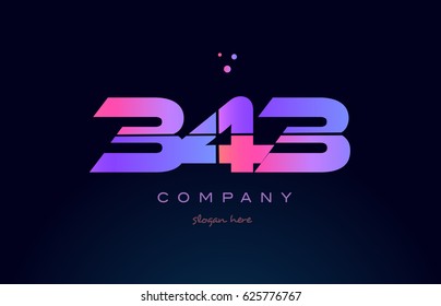 343 pink blue purple number digit numeral dots creative company logo vector icon design template