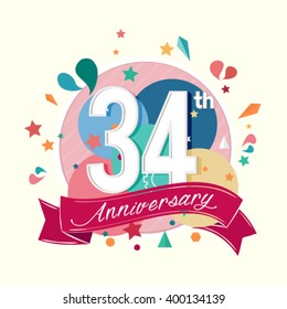 34th anniversary with abstract background