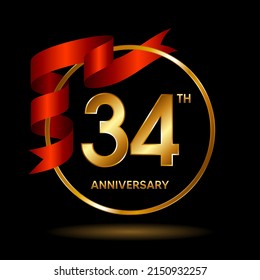 34th Anniversary Logo Anniversary Celebration Template Stock Vector ...