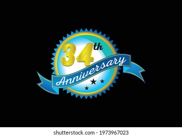 34th anniversary logo design vector template