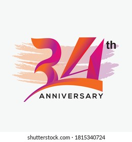 34th anniversary logo vector design