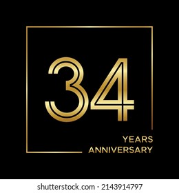 34th Anniversary Logotype Anniversary Celebration Template Stock Vector ...