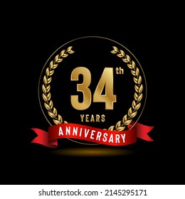 34th Anniversary logotype. Anniversary celebration template design for booklet, leaflet, magazine, brochure poster, banner, web, invitation or greeting card. Vector illustrations.