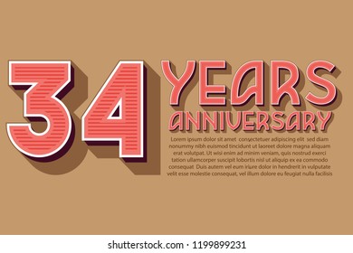 34th Anniversary numbers. background for anniversary