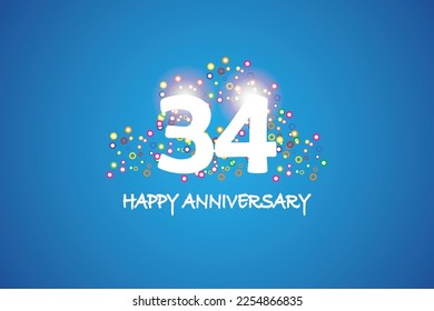 34° aniversario sobre fondo azul