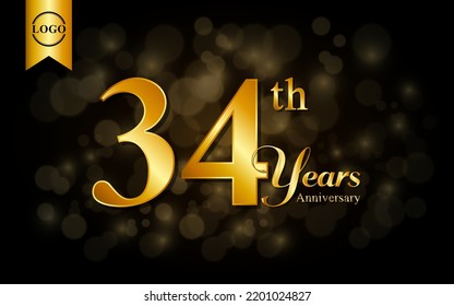 Diseño de plantillas para el 34 aniversario. para folleto, folleto, revista, póster de folleto, banner, web, invitación o tarjeta de saludo. Ilustraciones vectoriales.