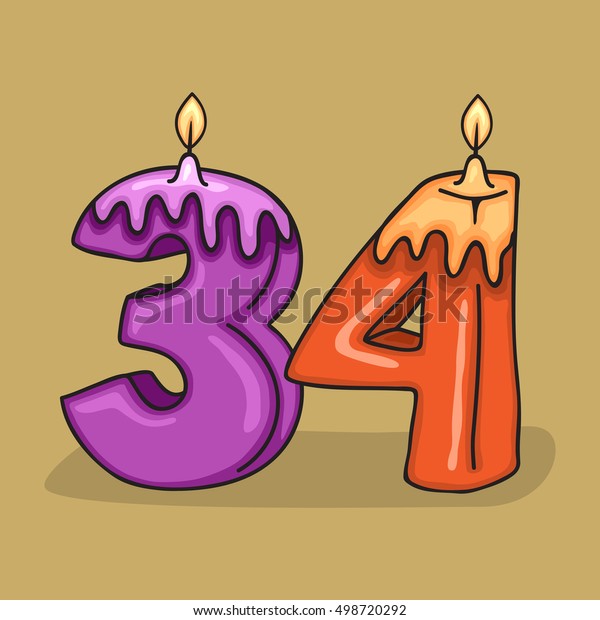34th birthday candle number vector 600w 498720292