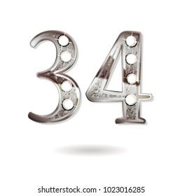 34th silver anniversary logo, ten years birthday celebration solated on white background