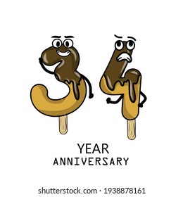 34º aniversario celebración ilustración de diseño de plantillas vectoriales