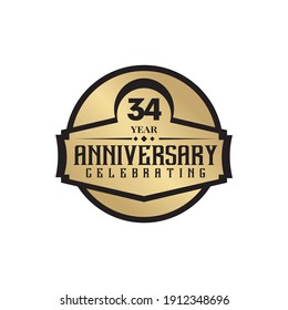 34th Year Celebrating Anniversary Logo Design Stock Vector (Royalty ...