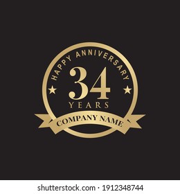 34th Year Celebrating Anniversary Logo Design Stock Vector (Royalty ...
