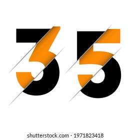 35 3 5 Number Logo Design with a Creative Cut and Black Circle Background. Creative logo design.