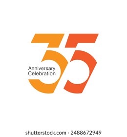 35, 35th Año Aniversario Logo, Plantilla de Vector Elemento de diseño para cumpleaños, invitación, boda, jubileo e ilustración de tarjeta de felicitación.