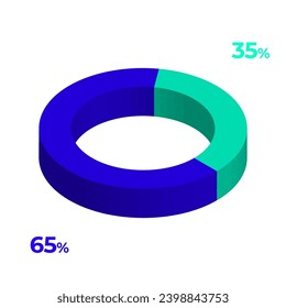 35 65 3d donut pie chart illustration eps vector