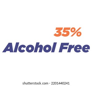 35% Alcohol Free Product Label Sign for product vector art illustration with stylish font and purple yellow color