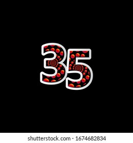 35 Anniversary Celebration Bubble Red Number Vector Template Design Illustration
