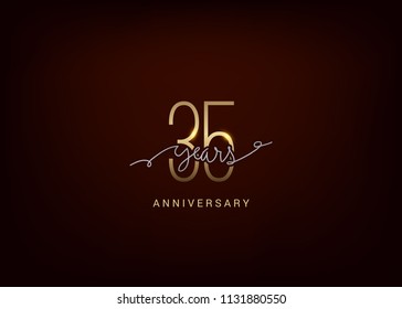 35 Anniversary elegant gold colored isolated on dark background, vector design for celebration, invitation, and greeting card