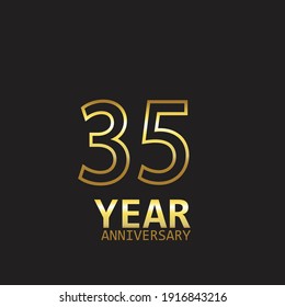 Modelo vectorial de logotipo de 35 años Diseño Ilustración oro y negro