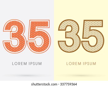35, Brick, Construction font graphic design.