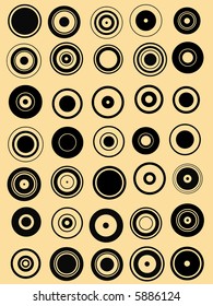 35 Circle Graphic Elements (Circles have transparent centres etc so they can be overlaid on other graphic elements)